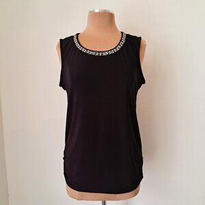 Ivy Ridge Women Rhinestone Tank Top black Color Sze M Round Neckline